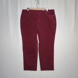 Lands End Corduroy Pants Womens 20W Mid-Rise Straight Leg Stretch Burgundy Red